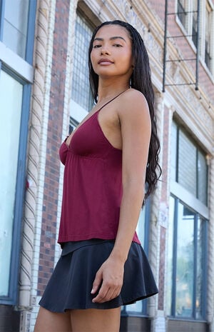 Burgundy Tiffany Bow Tank Top image number 2