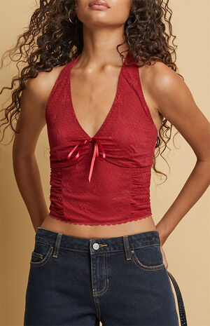 Aimee Bow Lace Halter Top image number 2