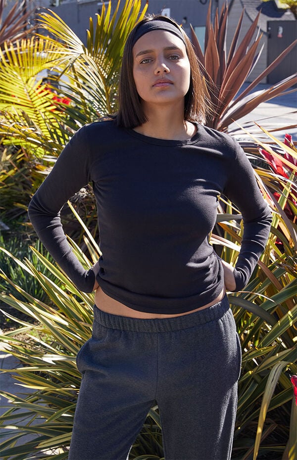 John Galt Black Tori Thermal Long Sleeve Top