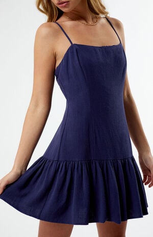 Linen Drop Waist Mini Dress image number 1