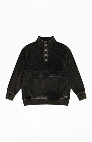 Gray Massive Mock Neck Panel Block Corduroy Jacket image number 1