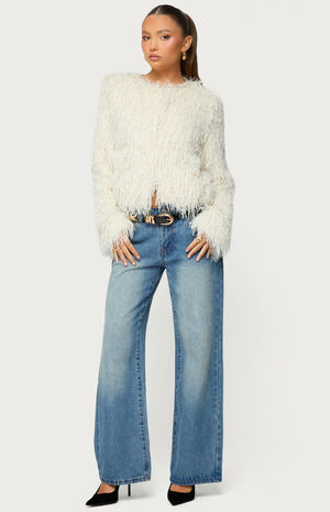 Aleandra Fringed Faux Feather Jacket image number 4