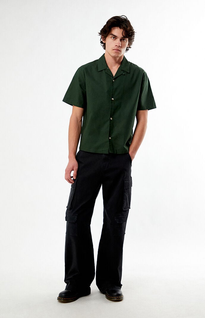 Pacsun Elai Green Linen Camp Shirt
