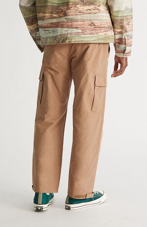 Khaki Nylon Baggy Cargo Pants image number 4