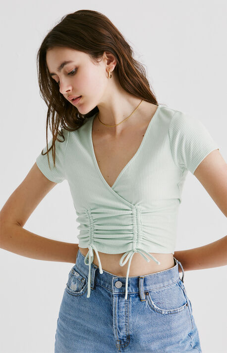 Cinched Side Short Sleeve Top