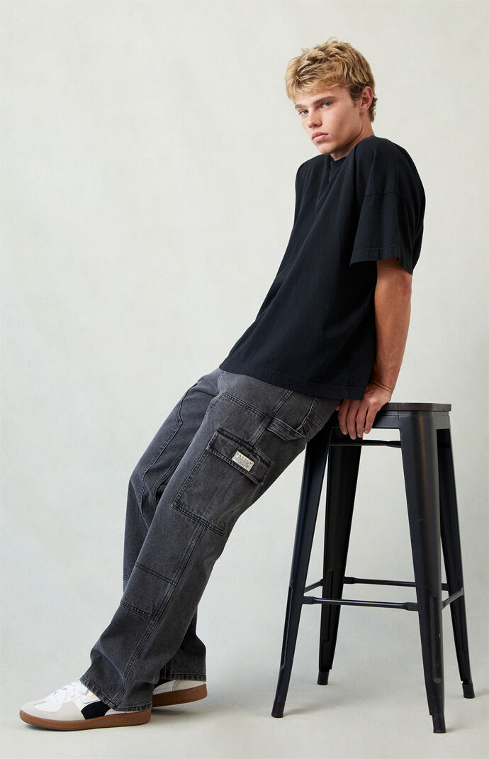 Pacsun Dylan Baggy Jeans Cargo Carpenter Faded Black