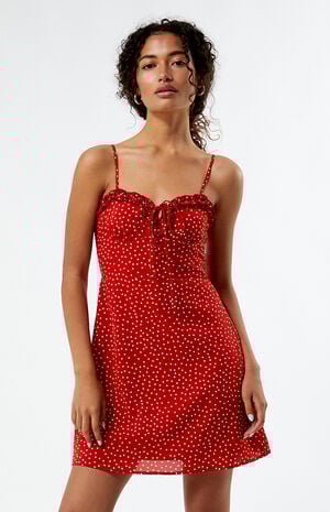 Ruffle Trim Polka Dot Mini Dress image number 1