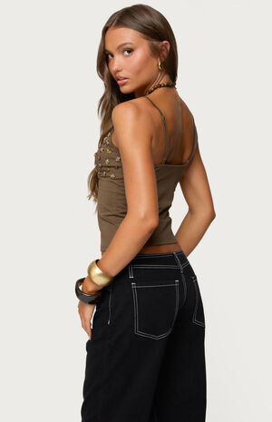 Nora Buttons V Neck Tank Top image number 3