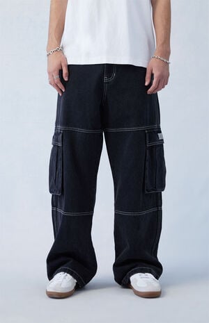 Eco Black Extreme Baggy Cargo Jeans image number 2