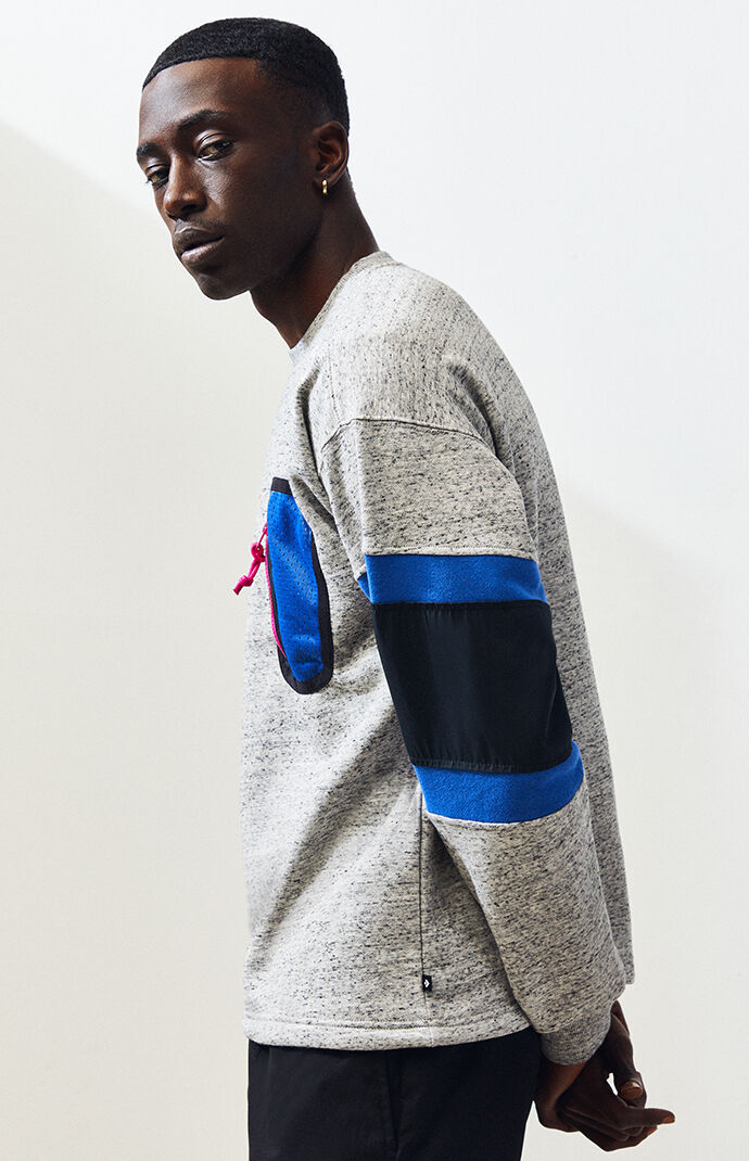 Mixed Media Ripstop Crew Neck Sweatshirt