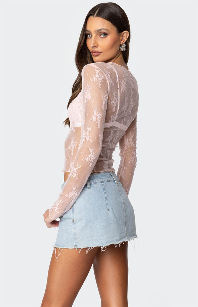 Edikted Lise Sheer Lace Top | PacSun