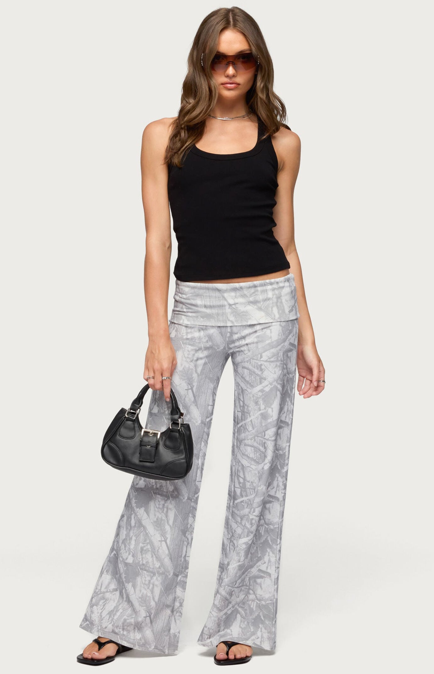 Edikted Cammy Wide Leg Foldover Pants