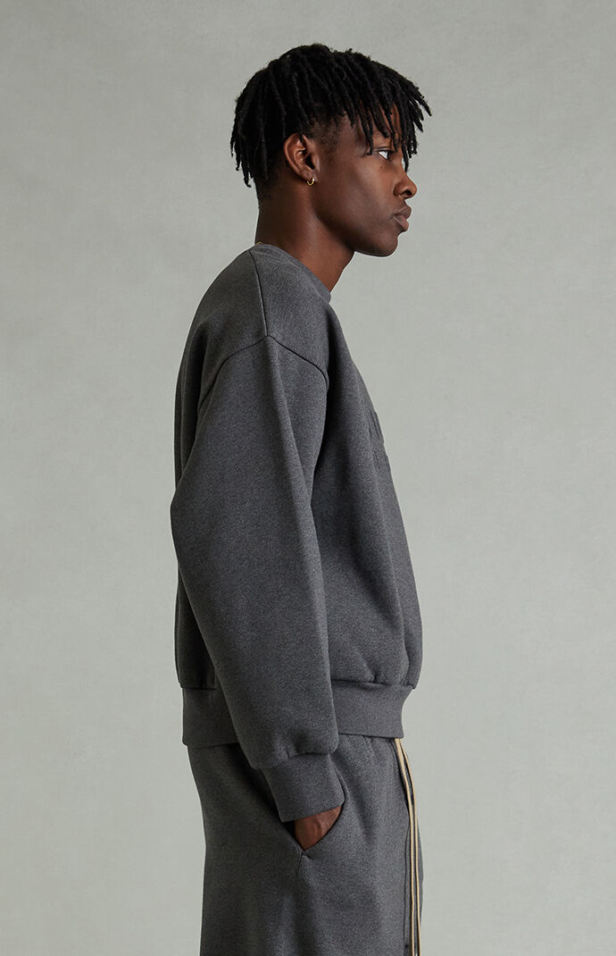 Fear of God ESSENTIALS Charcoal Heather Embossed Classic Crew Neck Sweatshirt