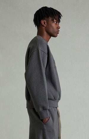 Charcoal Heather Embossed Classic Crew Neck Sweatshirt image number 3