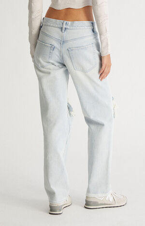 Light Blue Ripped Boyfriend Jeans image number 4