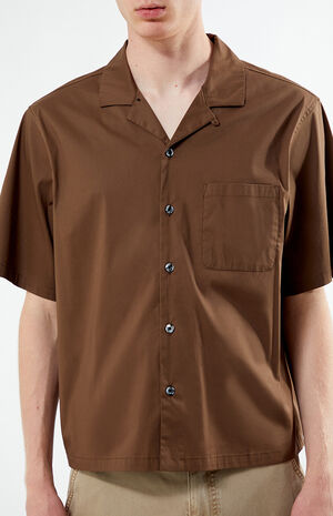 Brown Solid Oversized Camp Shirt image number 2