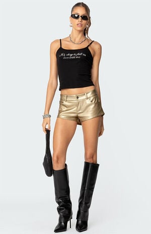 Melodi Faux Leather Micro Shorts image number 1