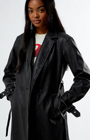 Soft Faux Leather Trench Coat image number 2