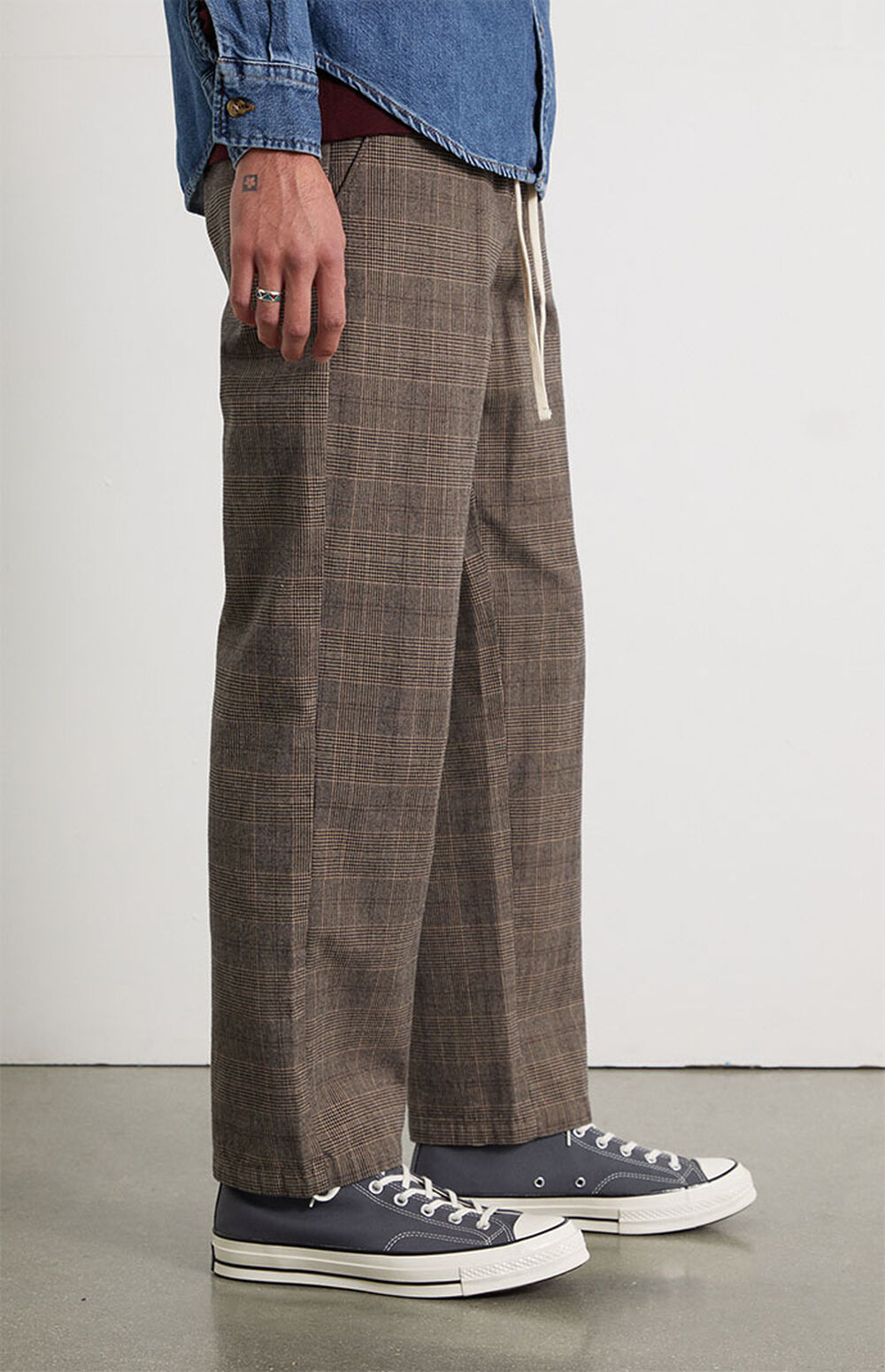 Sun68 Dark Brown Cotton Stretch Straight Mid Waist Trouser Pants