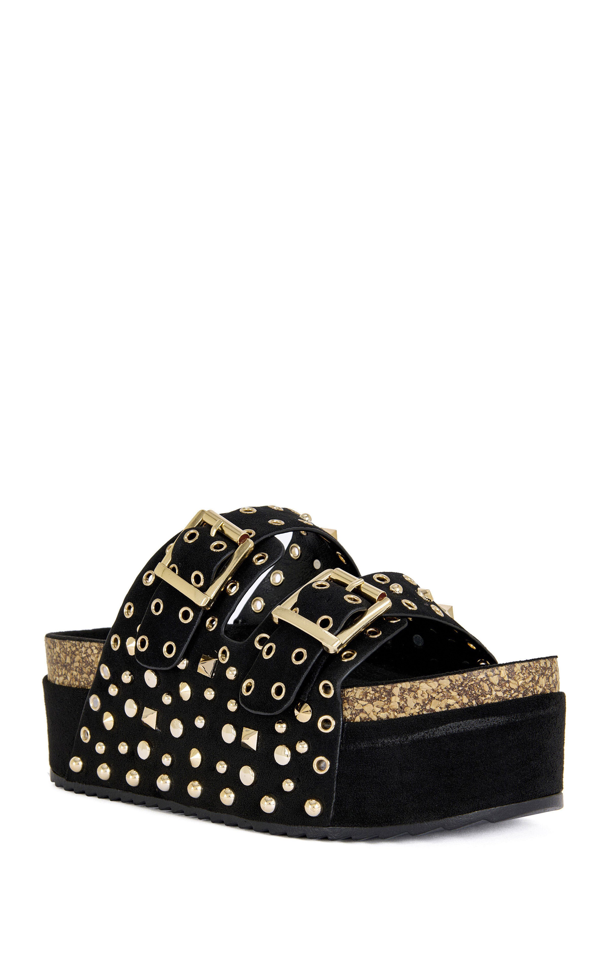 AZALEA WANG Women's Kaegan Black Flatform Sandals