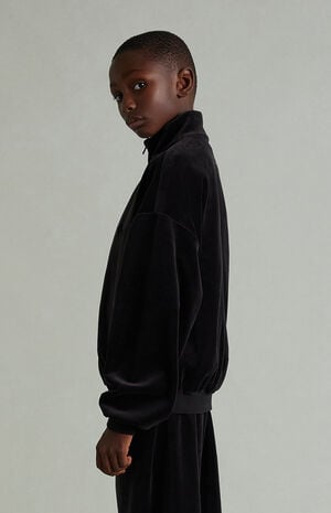 Kids Vintage Black Classic Fit  Velour Track Jacket image number 3