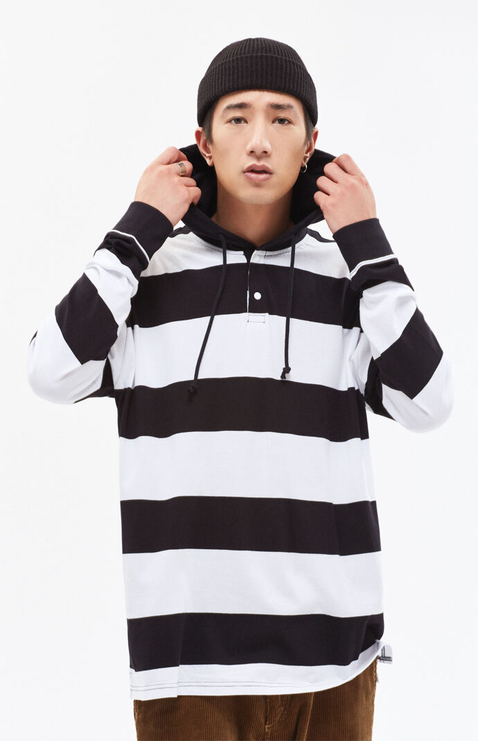 PacSun Captain Side Stripe Hooded Long Sleeve T-Shirt