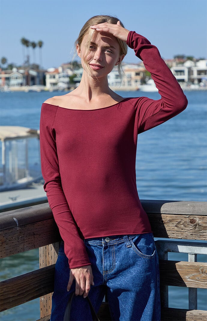 John Galt Burgundy Bonnie Long Sleeve Top
