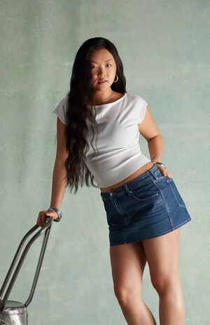 Piper Dark Indigo Denim Micro Mini Skirt image number 1