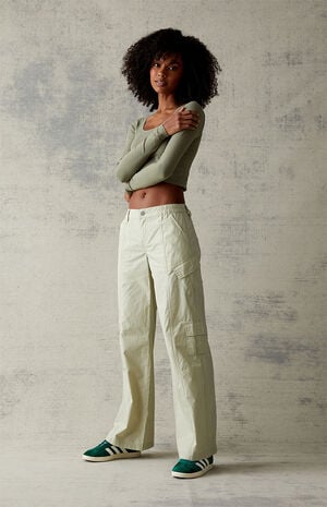 PacSun Green Low Rise Cargo Puddle Pants | PacSun