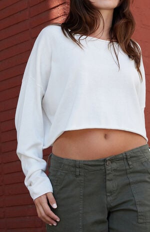 White Wide Neck Sweater image number 2