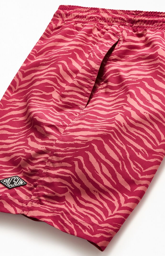 Pink Tiger Print 17" Swim Trunks