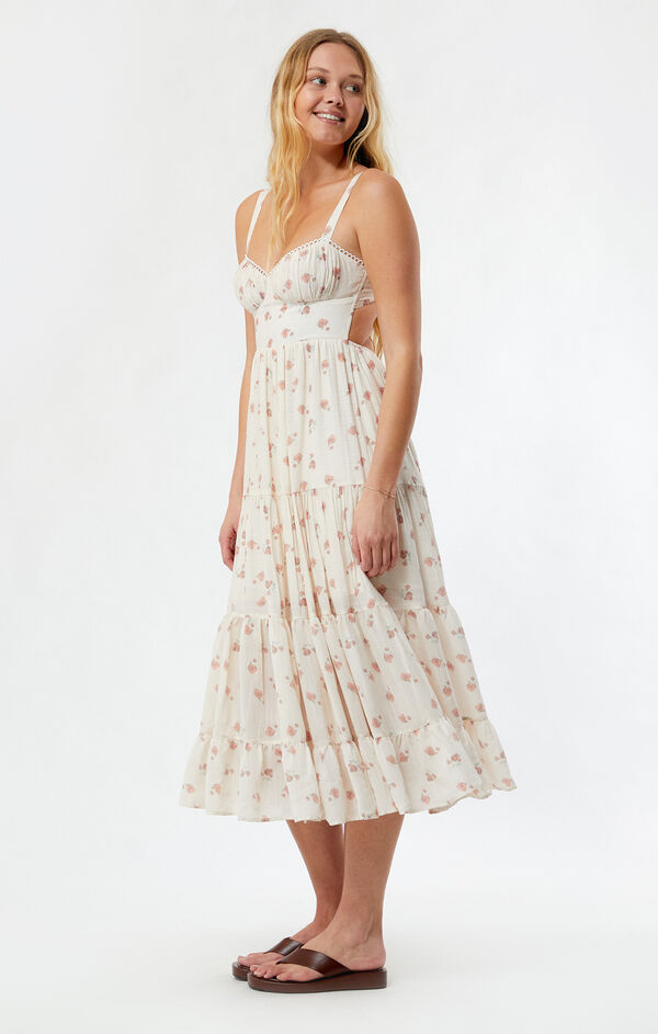 dkny v-neck linen maxi dress LINEN-BLEND TIE BACK MAXI DRESS main image 1