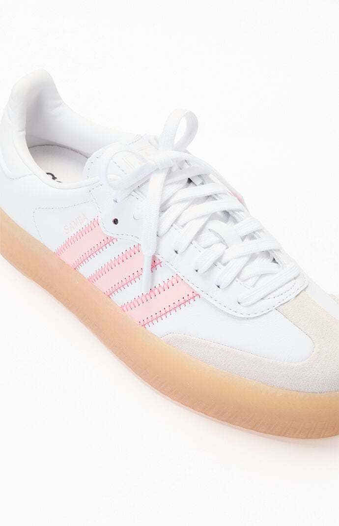 adidas Women's White & Pink Samba Sneakers