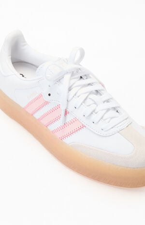 Women's White & Pink Samba Sneakers image number 6
