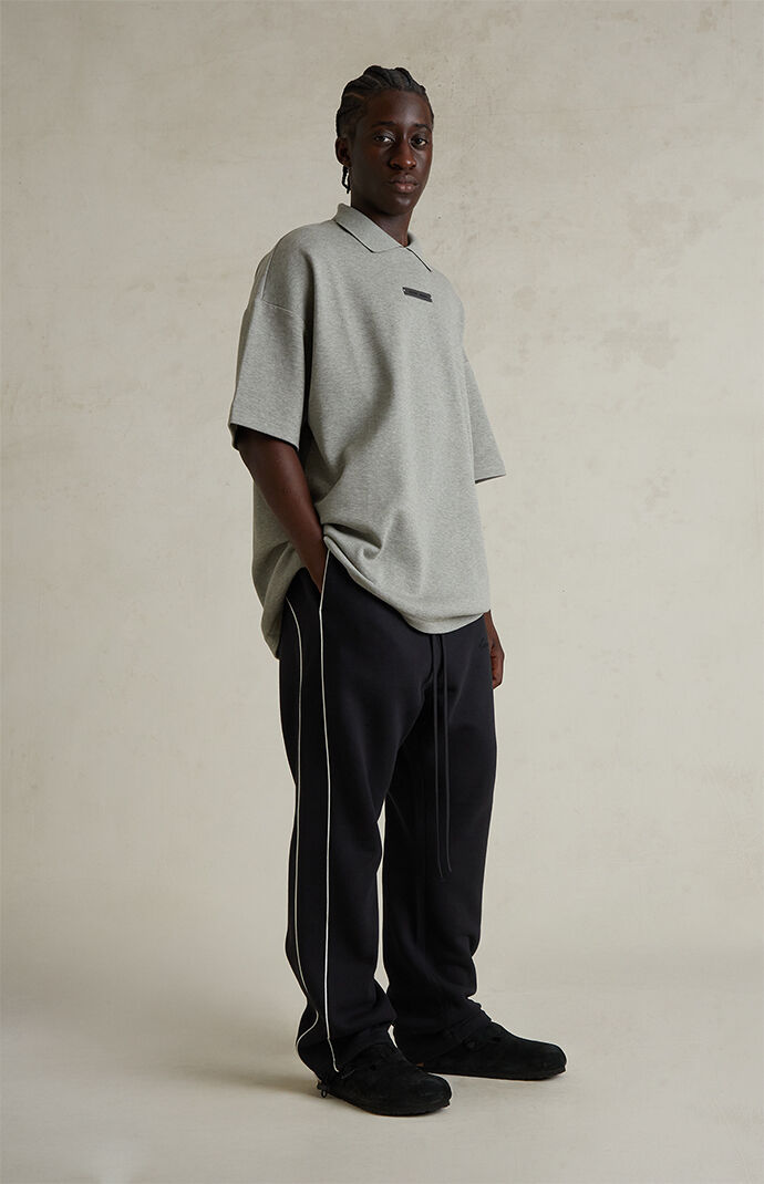 Fear of God ESSENTIALS Jet Black & Cloud White Relaxed Fleece Sweatpants