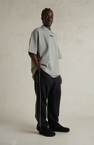 Jet Black & Cloud White Relaxed Fleece Sweatpants image number 2