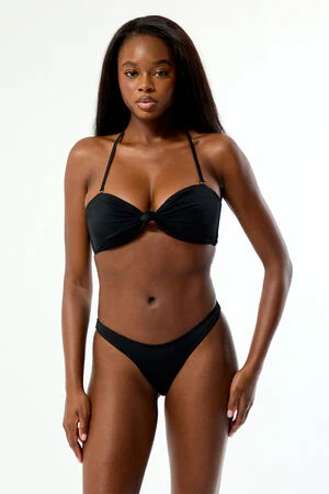 Black Candace Knotted Bandeau Bikini Top image number 1