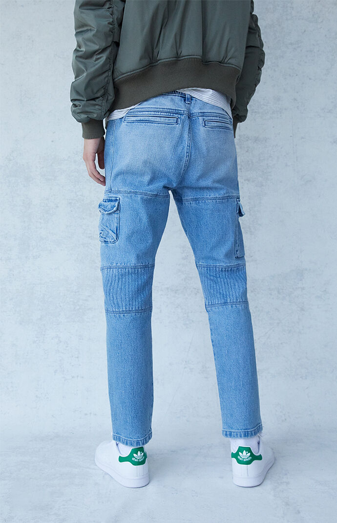 Medium Indigo Skinny Cargo Jeans