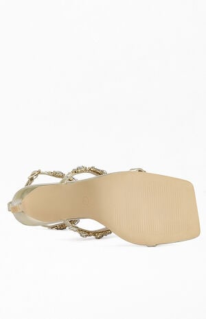 Women's Zeta Gold Rhinestone Stiletto Sandals image number 5