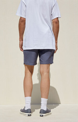 Blue Slubby Textured Volley Shorts image number 5