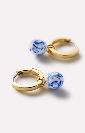 Lainey Marble Blue Gold Drop Earrings image number 4