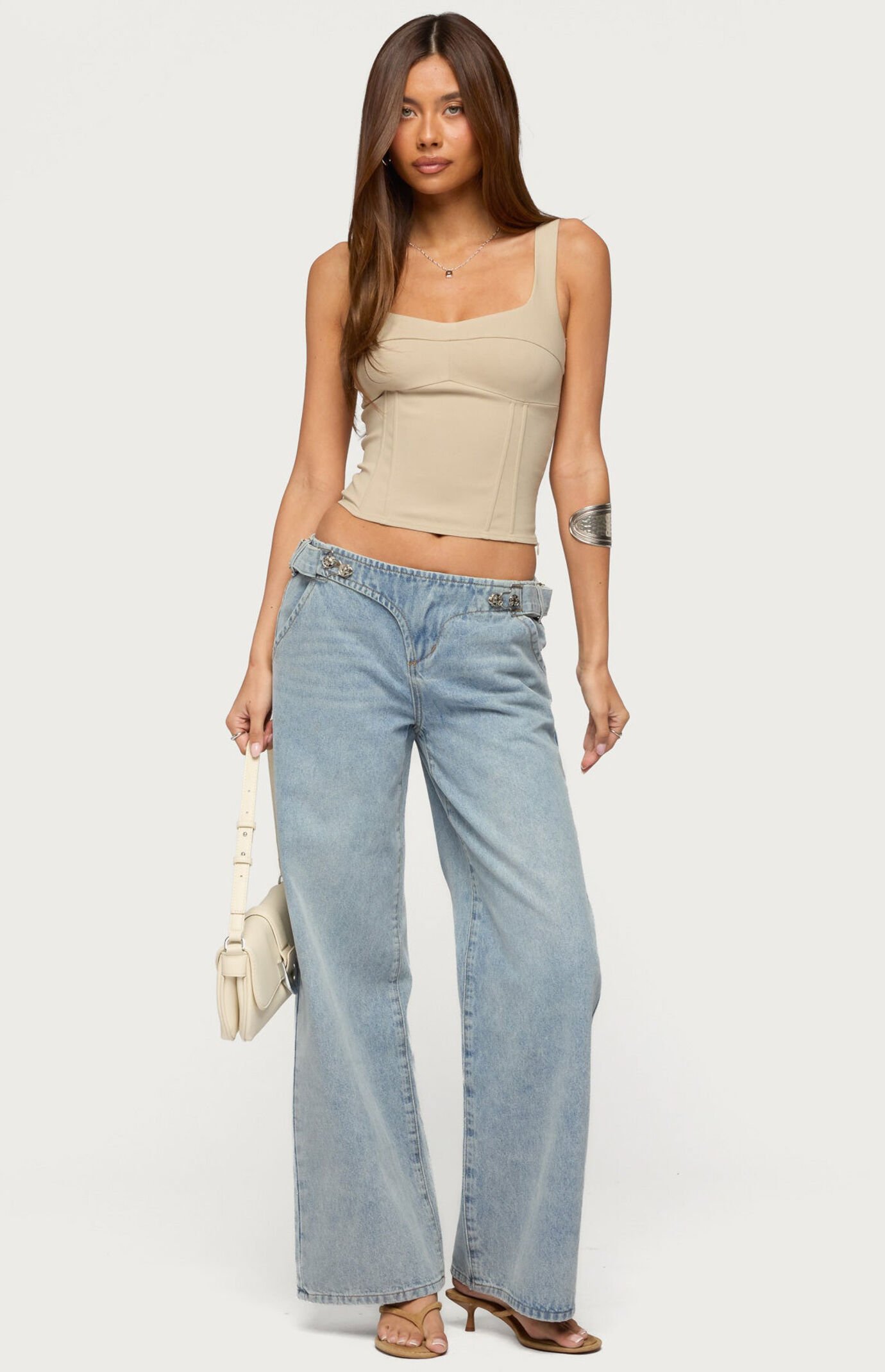 Edikted Buckled Low Rise Baggy Jeans
