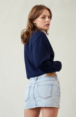 Bella Stretch Light Indigo Mid Rise Denim Mini Skirt image number 4