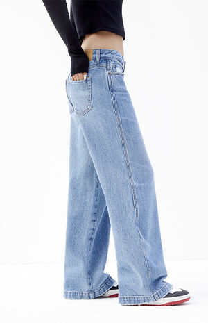 Casey Medium Indigo Ripped Low Rise Baggy Jeans image number 1