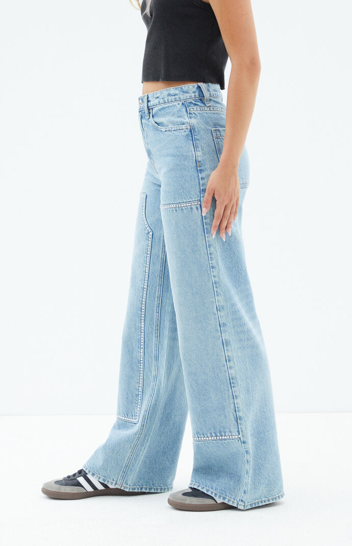 Pacsun Nora Indigo Rhinestone Wide Leg Carpenter Jeans | PacSun