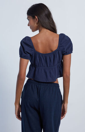 Tie Front Babydoll Crop Top image number 3