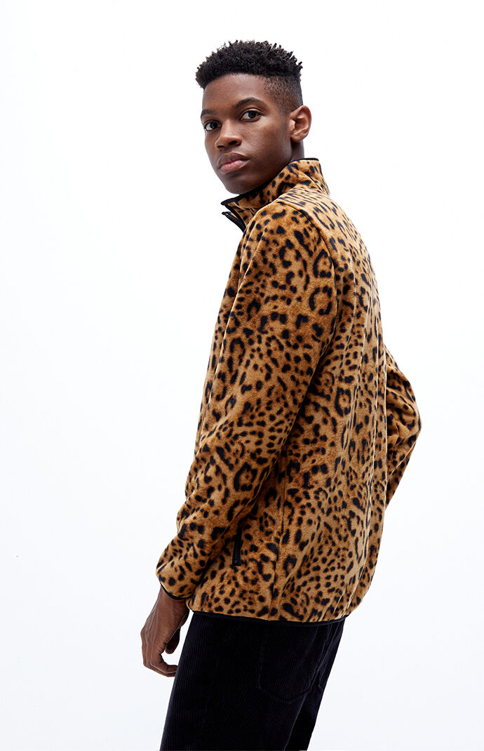 PacSun Leopard Half Zip Pullover Sweatshirt PacSun