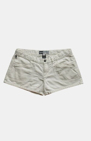 2000s White Y2K Low Rise Micro Shorts image number 1