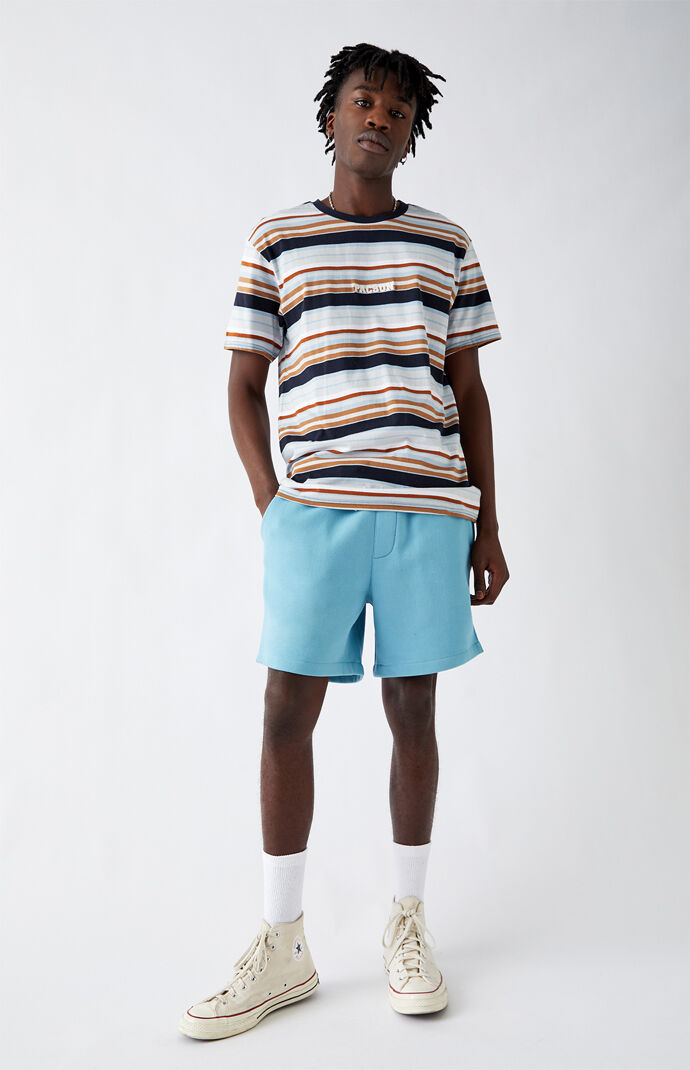 Blue Fleece Drawstring Volleyball Shorts