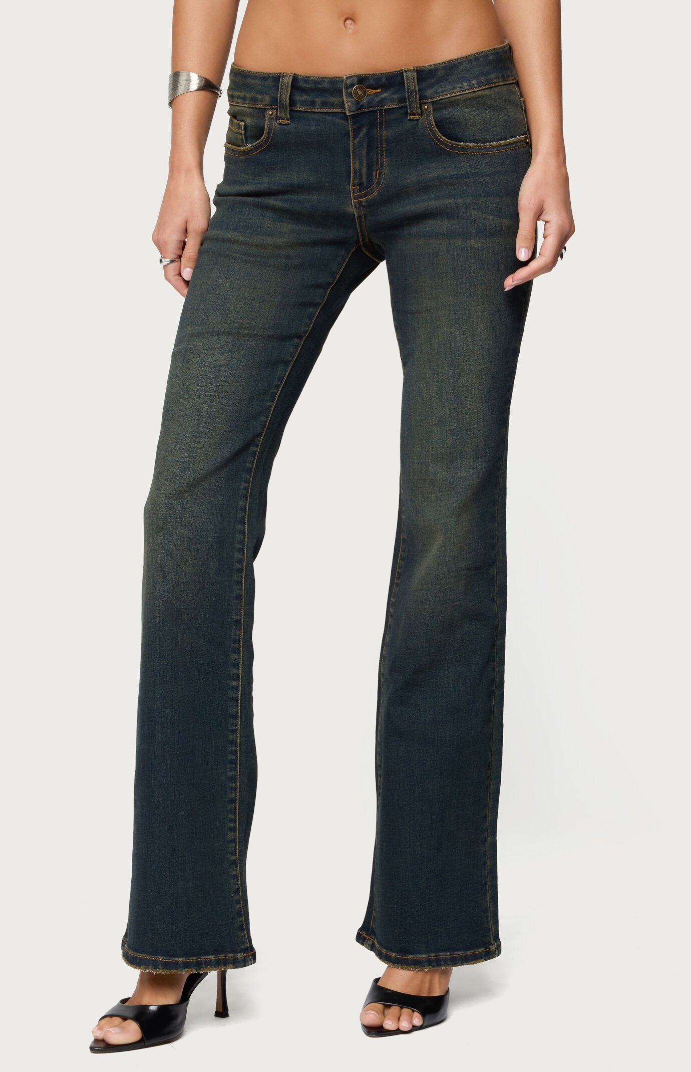 Edikted Tez Vintage Washed Low Rise Bootcut Jeans